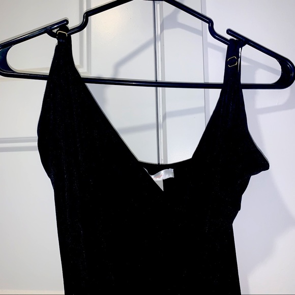 Black Asymmetrical Body-con Mini Dress - Picture 2 of 7